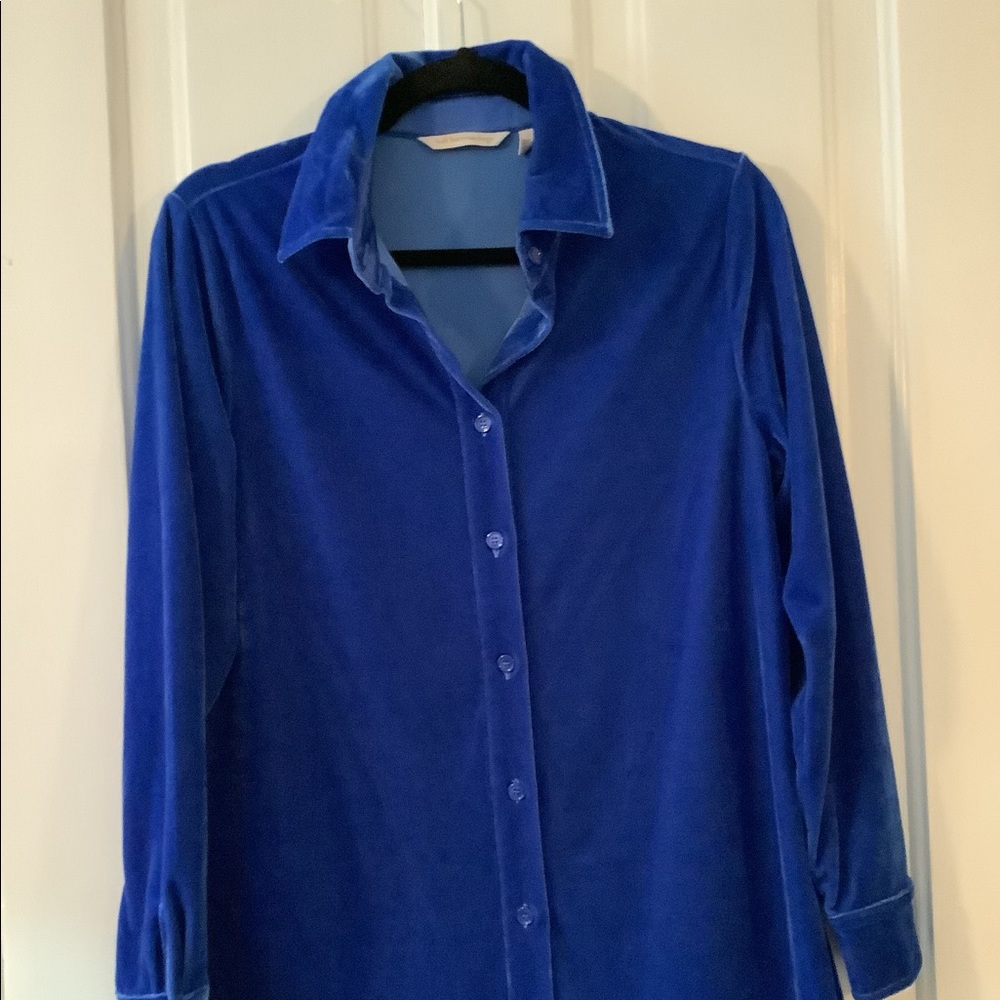 Velvet, blue button down